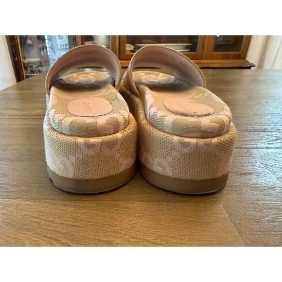 Gucci Angelina Platform Sandals Pink and Beige Size 36 (6-7 US) - Picture 5 of 8